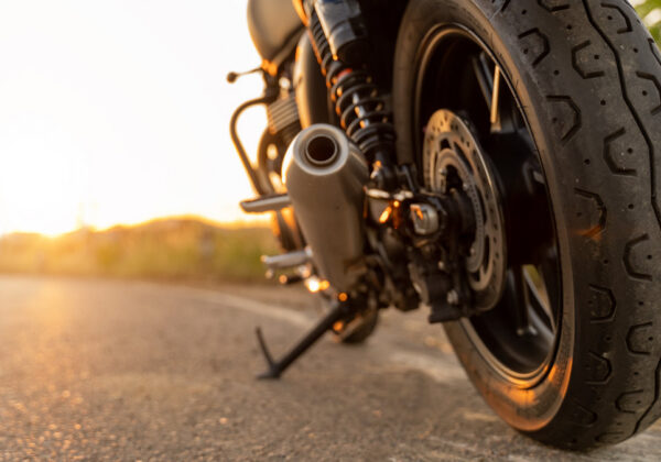 motorcycle in a sunny motorbike on the road riding.with sunset l