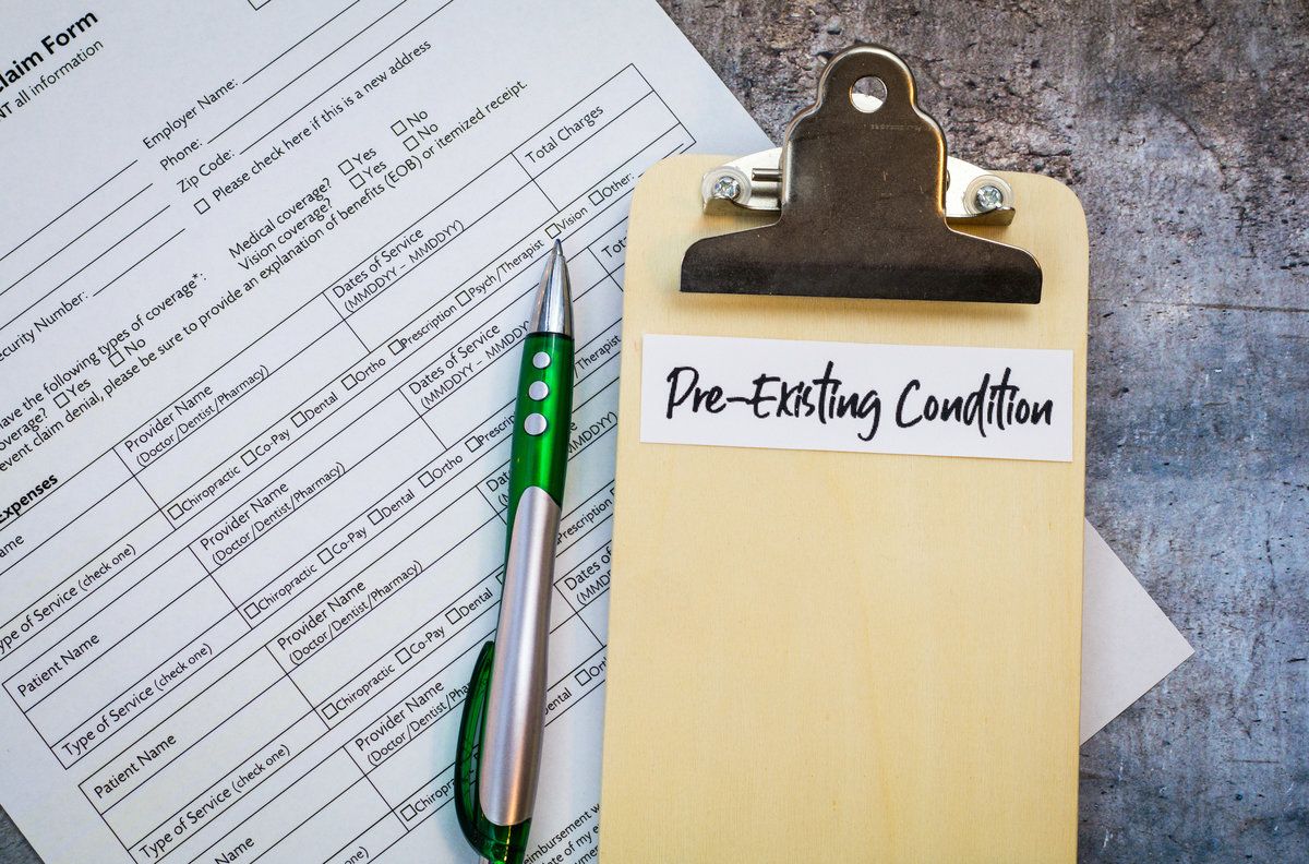 Pre-Existing Condition healthcare concept, flat lay